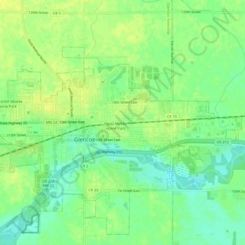 Mappa topografica Sunrise Court, altitudine, rilievo