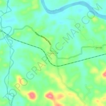 Mappa topografica Savanur, altitudine, rilievo