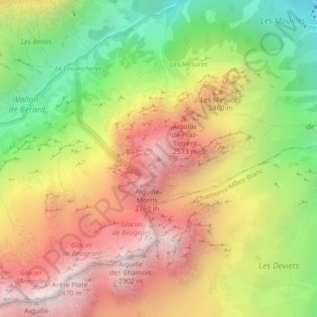 Mappa topografica Aiguille de Mesure, altitudine, rilievo