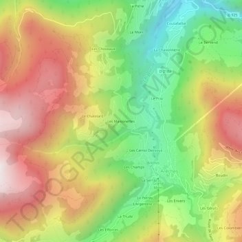 Mappa topografica Les Maisonettes, altitudine, rilievo
