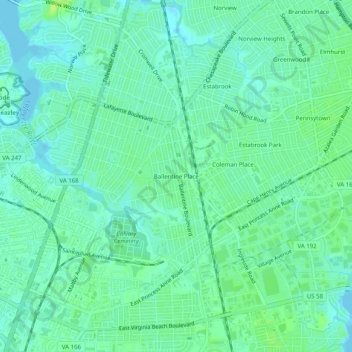 Mappa topografica Ballentine Place, altitudine, rilievo