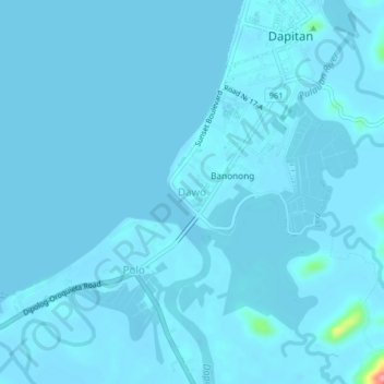 Mappa topografica Dawo, altitudine, rilievo