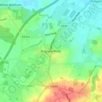 Mappa topografica Braywoodside, altitudine, rilievo