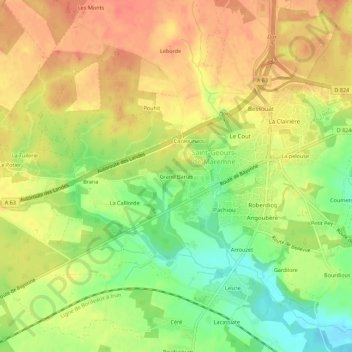 Mappa topografica Grand Barias, altitudine, rilievo