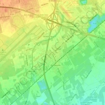 Mappa topografica Dossobuono, altitudine, rilievo