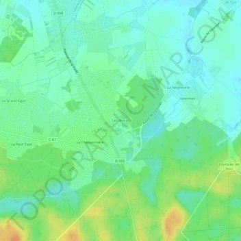 Mappa topografica Les Breux, altitudine, rilievo