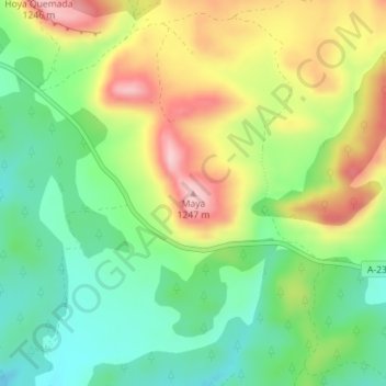 Mappa topografica Maya, altitudine, rilievo
