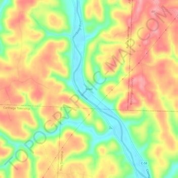 Mappa topografica Frost, altitudine, rilievo