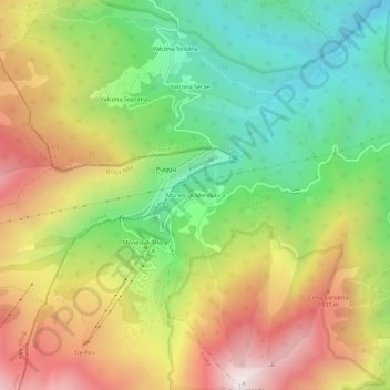 Mappa topografica Mònesi di Mendatica, altitudine, rilievo