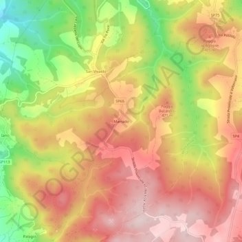 Mappa topografica Marrado, altitudine, rilievo