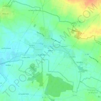 Mappa topografica Madrid, altitudine, rilievo