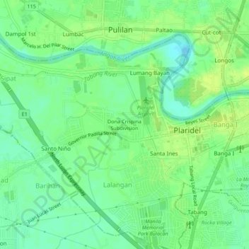 Mappa topografica Dona Crispina Subdivision, altitudine, rilievo