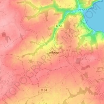 Mappa topografica Kerlabia, altitudine, rilievo