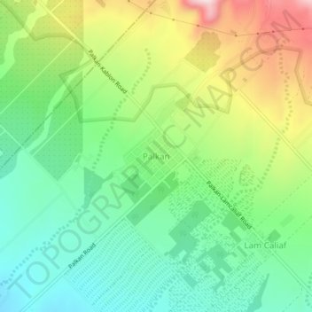 Mappa topografica Palkan, altitudine, rilievo