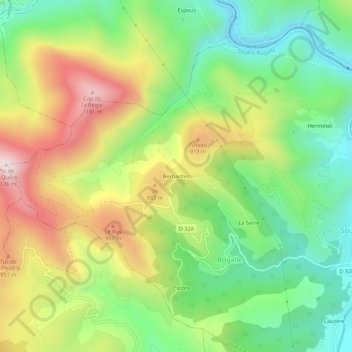 Mappa topografica Bernardes, altitudine, rilievo