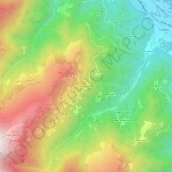 Mappa topografica San Lorenzo, altitudine, rilievo