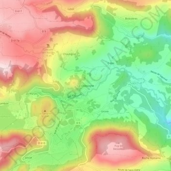Mappa topografica La Chassagne, altitudine, rilievo