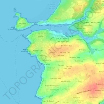 Mappa topografica Keronvel, altitudine, rilievo