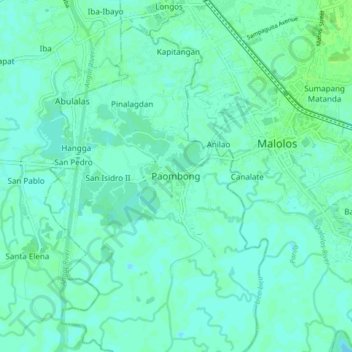 Mappa topografica Paombong, altitudine, rilievo