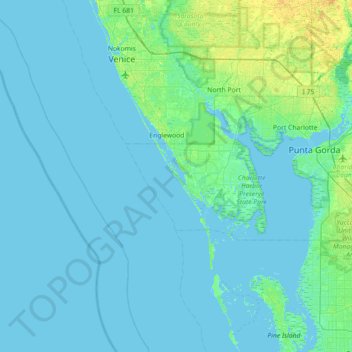 Mappa topografica Knight Island, altitudine, rilievo