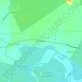 Mappa topografica Santa Emilia, altitudine, rilievo