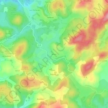 Mappa topografica Bessat, altitudine, rilievo