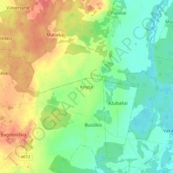 Mappa topografica Knysa, altitudine, rilievo