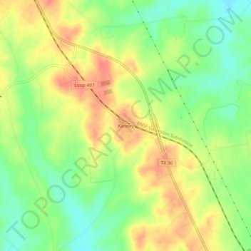 Mappa topografica Kenney, altitudine, rilievo
