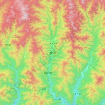 Mappa topografica 佛坪县, altitudine, rilievo