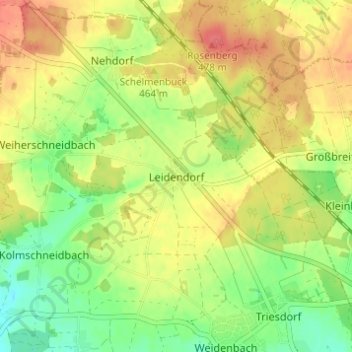 Mappa topografica Leidendorf, altitudine, rilievo