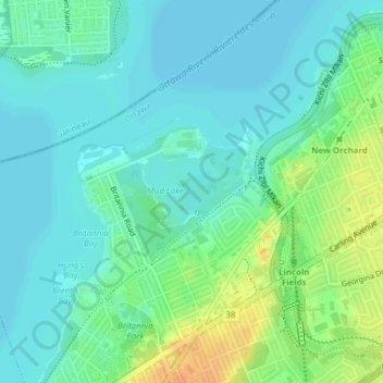 Mappa topografica Glacial Erratic, altitudine, rilievo