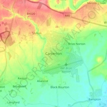 Mappa topografica Carterton, altitudine, rilievo