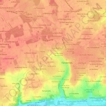 Mappa topografica La Morandière, altitudine, rilievo