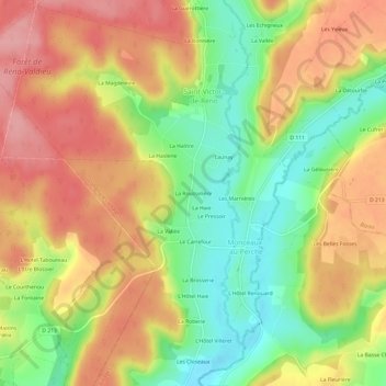 Mappa topografica La Rousselière, altitudine, rilievo