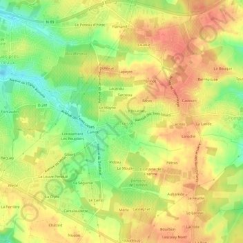 Mappa topografica Guignan, altitudine, rilievo