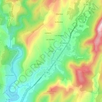 Mappa topografica Le Clap, altitudine, rilievo