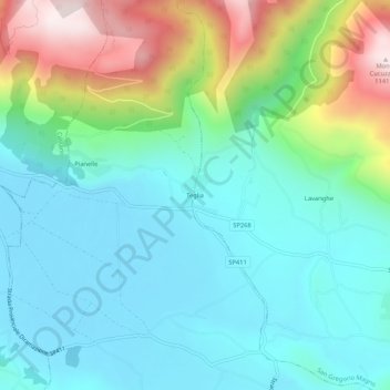Mappa topografica Teglia, altitudine, rilievo