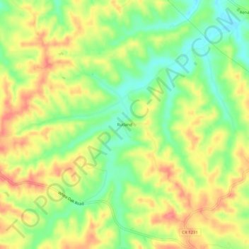 Mappa topografica Rutland, altitudine, rilievo
