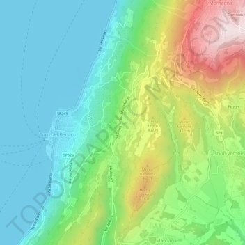 Mappa topografica Albisano, altitudine, rilievo