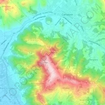 Mappa topografica Pedona, altitudine, rilievo