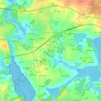 Mappa topografica Kerizan, altitudine, rilievo