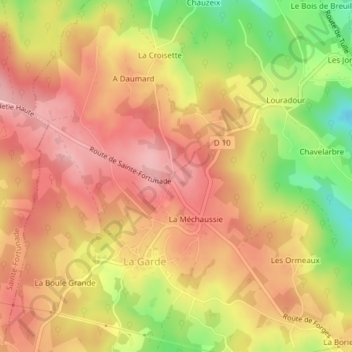 Mappa topografica La Chapeloune, altitudine, rilievo