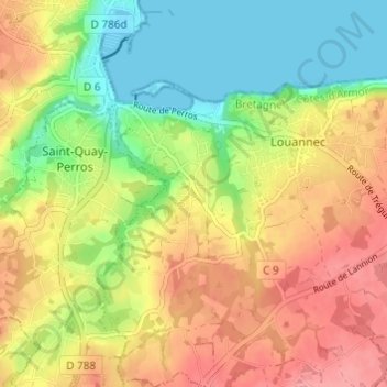 Mappa topografica Lannec Vihan, altitudine, rilievo