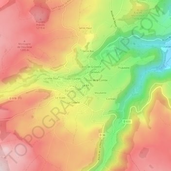 Mappa topografica Le Rif, altitudine, rilievo