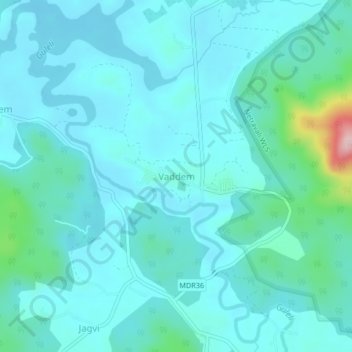 Mappa topografica Vaddem, altitudine, rilievo