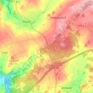 Mappa topografica Moosanger, altitudine, rilievo