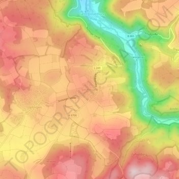 Mappa topografica Sirchingen, altitudine, rilievo