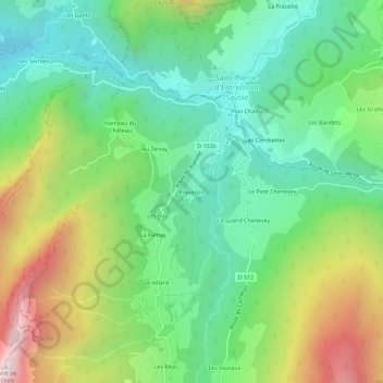 Mappa topografica Préversin, altitudine, rilievo