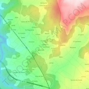 Mappa topografica A Goleta, altitudine, rilievo