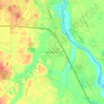 Mappa topografica Saint Augusta, altitudine, rilievo